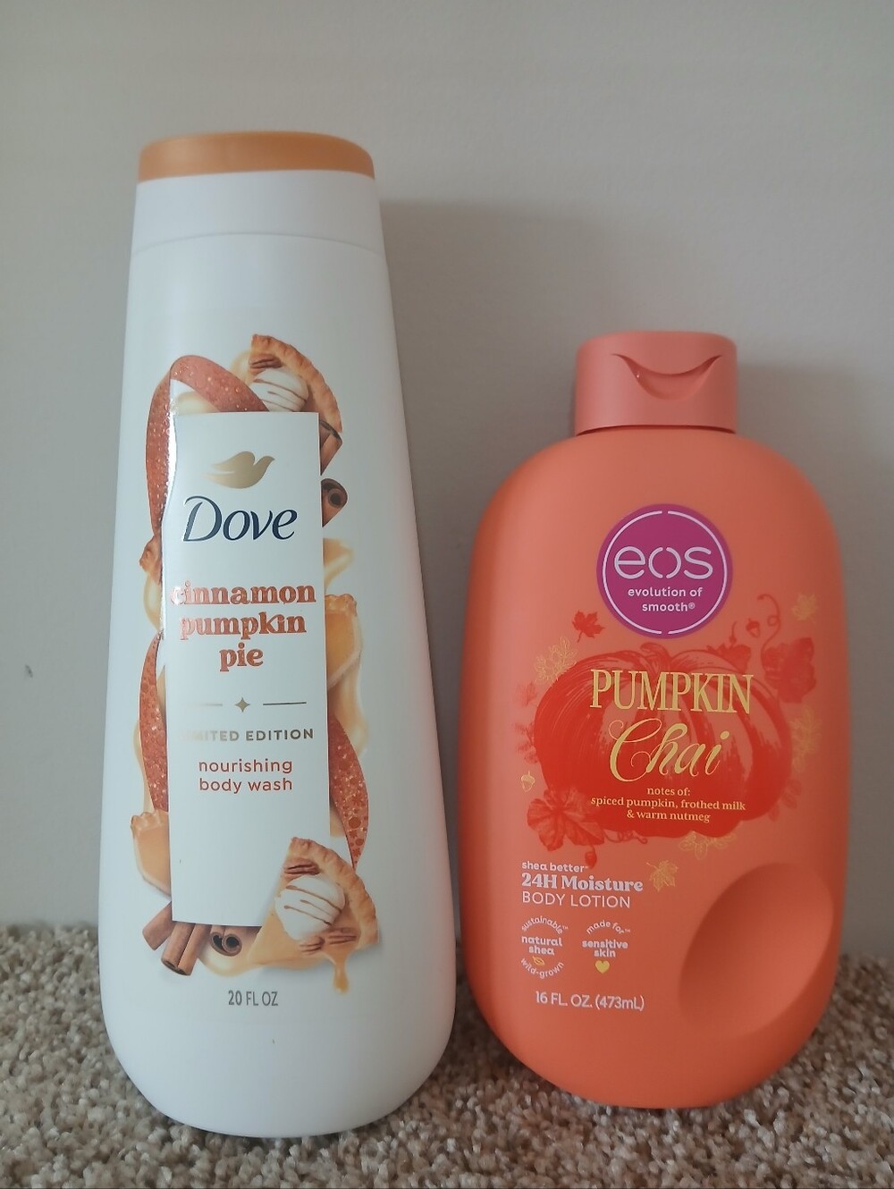 EOS Pumpkin Chai Lotion & Dove Cinnamon Pumpkin Pie Body Wash